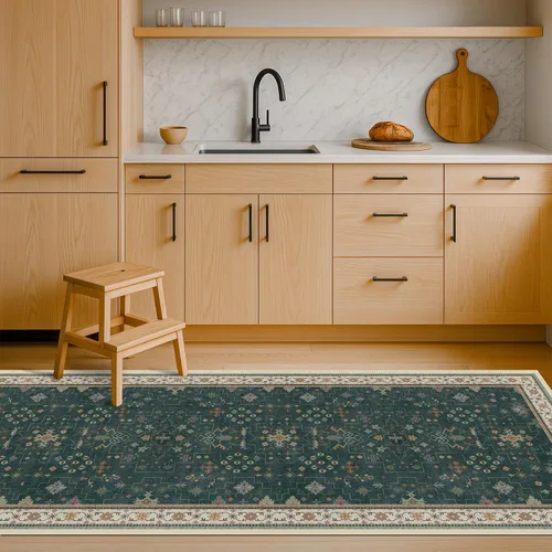 Vista 147 de Hazo Haus – Alfombra pequeña para entrada, cocina o baño, antideslizante con base de goma, resistente a las manchas y a la decoloración, diseño