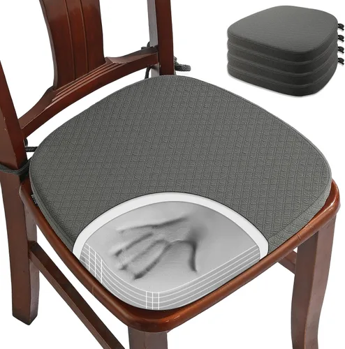 Vista 24 de BUYUE Cojín de Lujo de Espuma Viscoelástica 100% Pura para Silla 1 Paquete, Jacquard 16" Forma de U Cómodo Cojín para Silla de Comedor, Cojín
