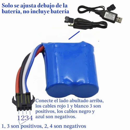 Vista 3 de Blomiky Paquete de 2 cables de cargador de batería de litio de 7.4 V/2 x 3.7 V 400 mA con enchufe SM-4P de 4 pines para versión antigua UDI001