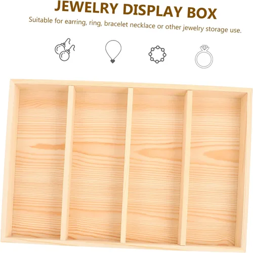 Vista 3 de EXCEART 3pcs Storage Tray Ring Dish Plates Engagement Ring Box Jewelry Compartment Tray Earring Tray Vanity Accessories Wooden Drawer Decorative