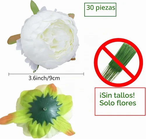 Vista 2 de FagusHome 30 piezas de peonía de seda artificiales solo cabezas sin tallos, cabezas de peonía falsas, cabezas de flores de peonía artificiales, sin
