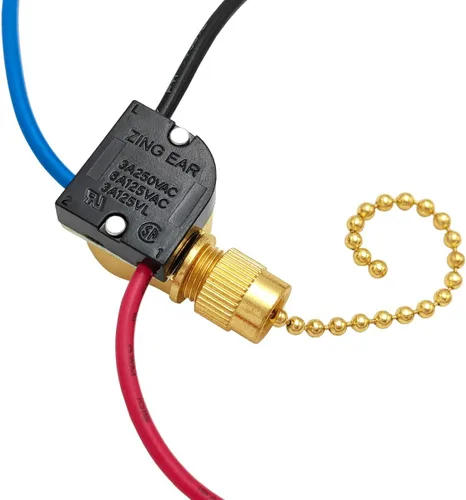 Vista 5 de Interruptor de ventilador de techo Zing Ear ZE-110M Interruptor de luz de cadena de tracción de 3 alambres Interruptor de ventilador de velocidad