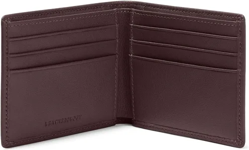 Vista 5 de Leatherology Cartera doble delgada marrón para hombre, RFID disponible