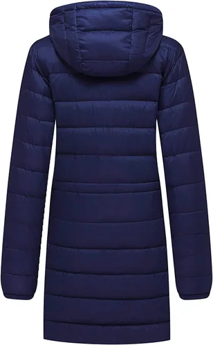 Vista 2 de wantdo Abrigo acolchado plegable con capucha para mujer, abrigos de invierno largos y ligeros