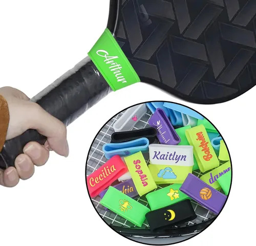 Vista 7 de 2 bandas de nombre personalizadas de paleta de pickleball, accesorios personalizados de paleta de pickleball para cinta de agarre seguro, bandas