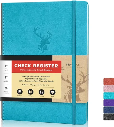 Vista 9 de Libro de Registro de Cheques Molekaus para Libreta de Cheques Personal o Empresarial, Registros de Tamaño Grande de Tapa Dura para Rastrear Pagos