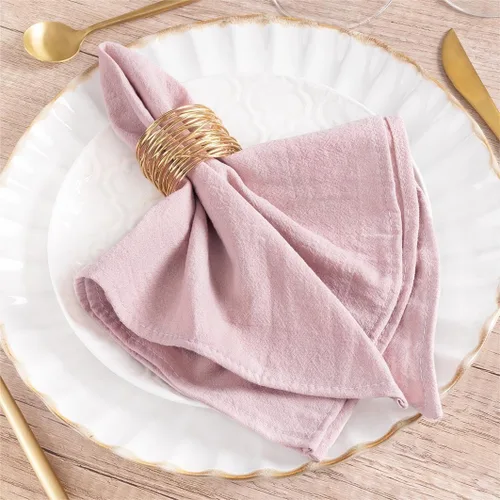 Vista 7 de Servilletas de tela natural de lino de algodón Boho rústico mesa de cena Beige