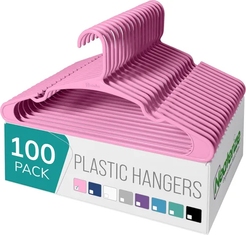 Vista 13 de NEATERIZE Perchas de Ropa de Plástico Paquete de 100 para Adultos - Perchas de Plástico, El Colgador Perfecto para Abrigos y Perchas de Ropa que