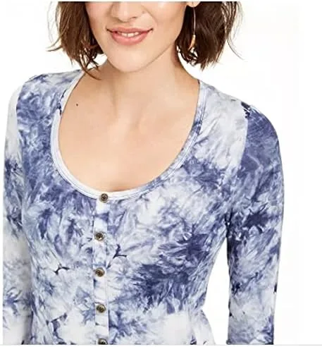 Vista 3 de Juniors Manga Larga Tie Dye Top Azul Talla XL, Azul