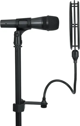 Vista 4 de Gator Frameworks Split Level Double Layered Pop Filter with Attachment Clamp; Fits Most Standard Microphone Stands (GM-POP Filter)