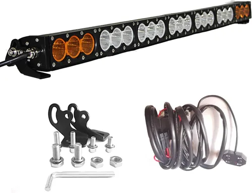 Vista 15 de AngelMa Barra de Luz LED de 12 Pulgadas 60W Ámbar Súper Brillante Spot Todoterreno de Una Sola Fila IP68 Impermeable para Cualquier Automóvil Camión