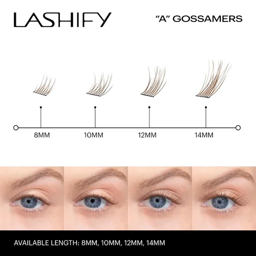 Vista 4 de Lashify Amplify - Extensiones de pestañas Gossamer de 0.47 pulgadas, color ceniza, pestañas postizas para un aspecto natural