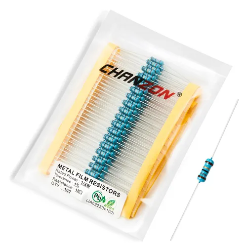 Vista 65 de Chanzon 100pcs 1/2W (0.5W) 1 Ω ohmios Resistencia fija de película metálica 0.01 ±1% Tolerancia 1R MF Orificio pasante Resistencias limitadoras