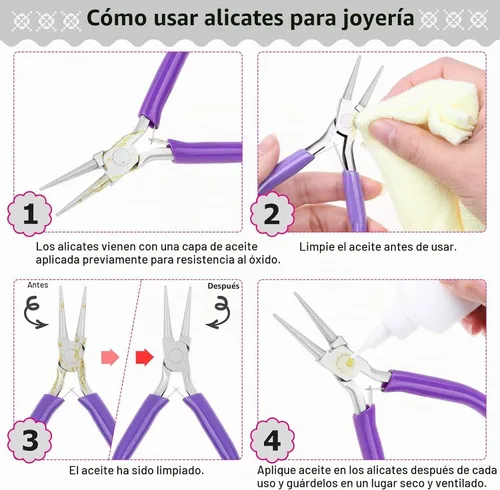 Vista 3 de anezus Kit de reparación de joyas con alicates de joyería, herramientas de fabricación de joyas, cuerda de cuentas y suministros de fabricación