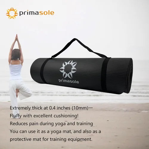 Vista 2 de Primasol Yoga Mat, 0.4 inch (10 mm), 0.6 inch (15 mm), Thick Wide, Exercise Mat, Fitness, Pilates, Muscle Training, Yoga