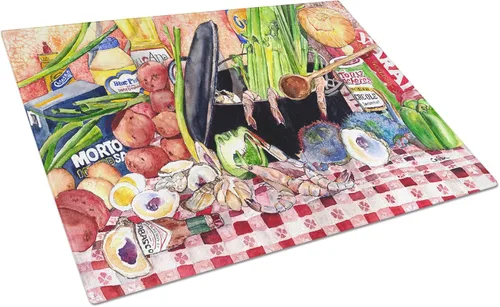 Vista 20 de Caroline's Treasures 1002LCB Barq's, Crabs and Spices Tabla de cortar de vidrio grande decorativa de vidrio templado Tabla de cortar y servir
