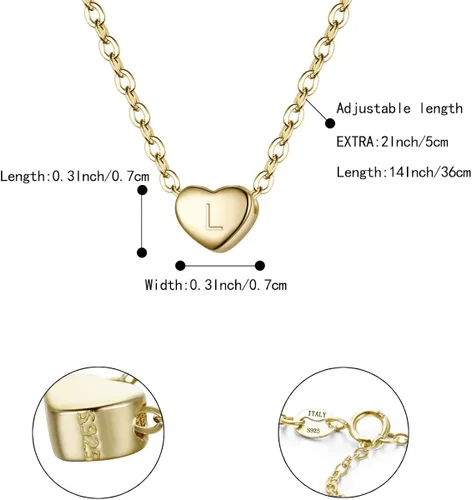 Vista 5 de BriLove Gifts for Mom Girls Women 925 Sterling Silver Tiny Initial Heart Pendant Choker Necklace for Mothers DayValentines