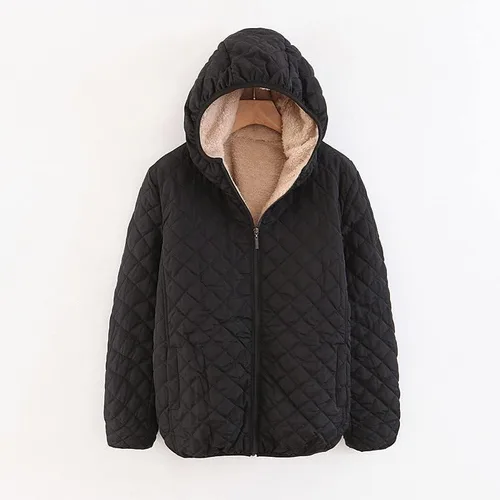 Vista 2 de LiutIAn Chaquetas de invierno para mujer estilo casual cálida mullida acolchada sólidas básicas con cremallera abrigo holgado con bolsillo