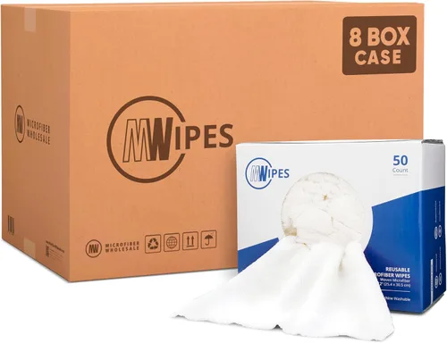 Vista 12 de Toallas de microfibra negras Trapos reutilizables de MWipes 50 trapos en una caja Superabsorbentes, lavables a máquina cientos de veces