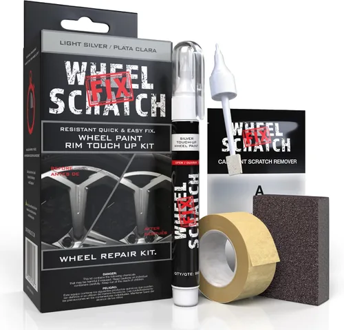 Vista 12 de Wheel Scratch Fix - Kit de retoque de llantas rápido y fácil, colores universales (negro (brillo))