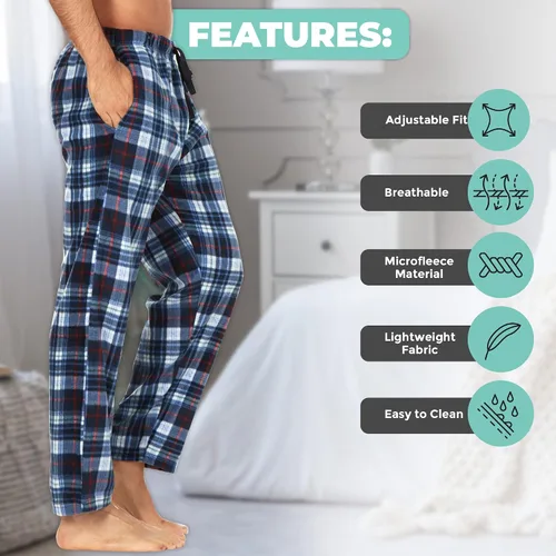 Vista 2 de DARESAY - Multipack de pantalones de pijamas de microfibra para hombre. Ropa de descanso con bolsillos.