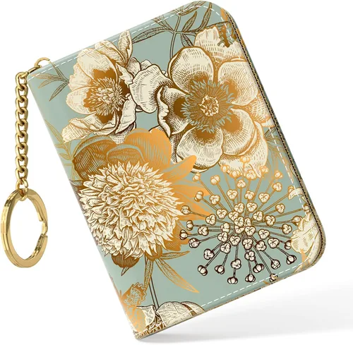 Vista 16 de Nipichsha Tarjetero para Tarjetas de Crédito, Tarjetero Pequeño de RFID para Mujeres, Tarjetero de Cuero Delgado, Modas Hoja de arte abstracto