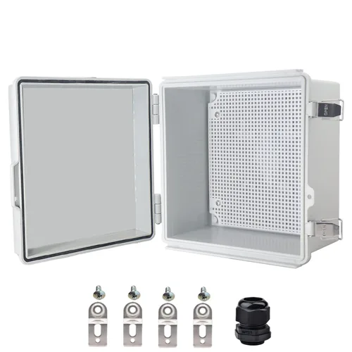 Vista 20 de Caja eléctrica impermeable, caja de conexiones IP67, pestillo de acero inoxidable, cubierta transparente con bisagras, carcasa para proyectos
