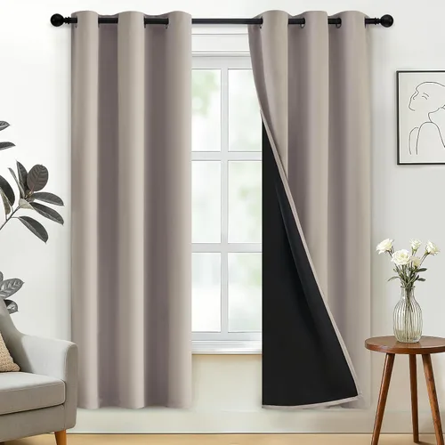 Vista 78 de SimpleHome - Cortinas opacas 100% para recámara, cortinas de ventana con ojales beige, con aislamiento térmico, cortinas de oscurecimiento
