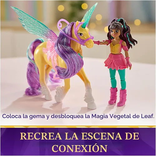 Vista 4 de Unicorn Academy, Wing Magic Ava & Leaf, muñeca posable de 4.5 pulgadas y unicornio de 5 pulgadas con alas, 4 accesorios, muñecas y juguetes