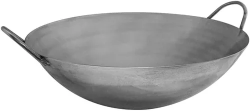 Vista 3 de Sartén para wok estilo cantonés de acero al carbono de 28-3/8 pulgadas, sartén gourmet para chef, doble mango