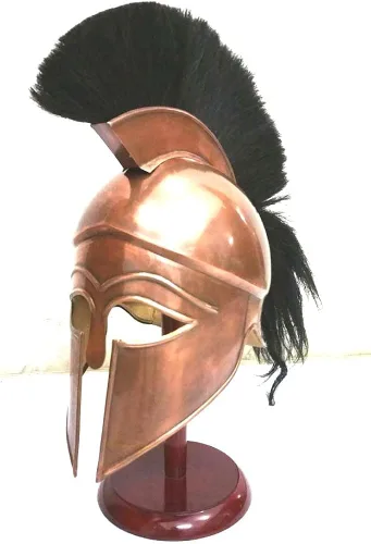 Vista 3 de THORINSTRUMENTS with device Casco medieval griego espartano corintio con pluma negra antigua réplica de casco de armadura de Halloween