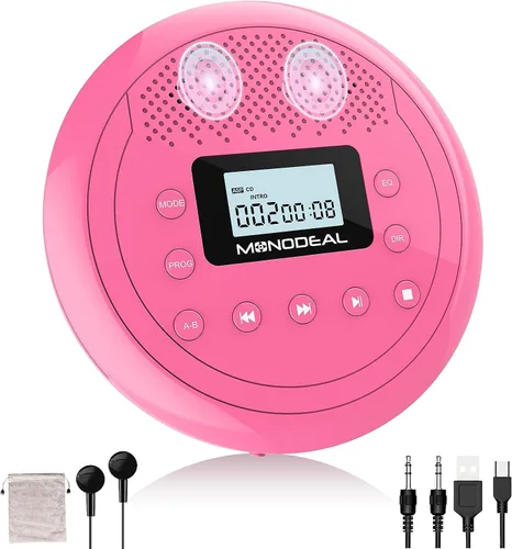 Vista 10 de MONODEAL Reproductor de CD portátil recargable Negro