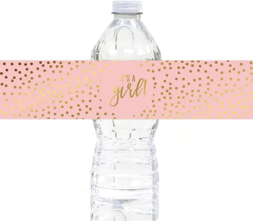 Vista 21 de Andaz Press Blush Rosa y Metallic Gold Confeti Lunares Baby Shower Party Collection Banderín colgante con cuerda, Baby Shower, 5 pies, 1 juego