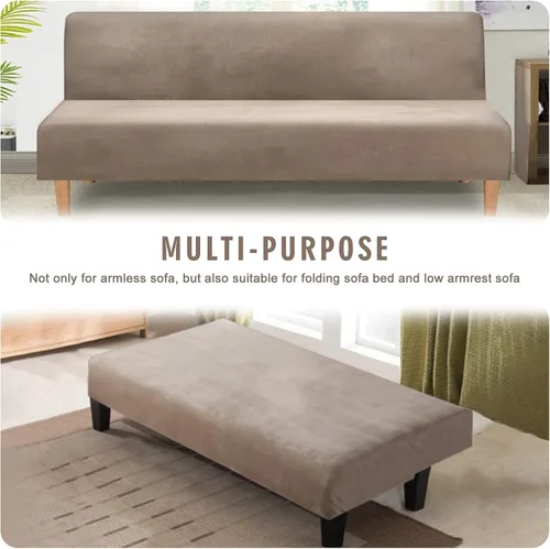 Vista 6 de TOPCHANCES Funda de sofá cama sin brazos, funda de terciopelo de felpa para sofá, funda de sofá tamaño matrimonial, lavable y extraíble, protector