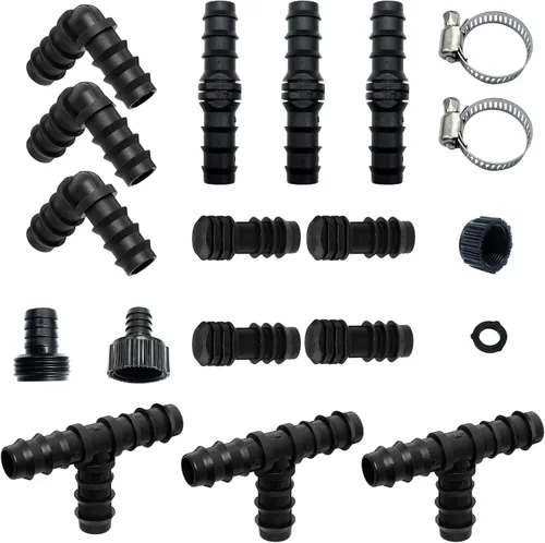 Vista 3 de Accesorio de manguera de remojo, kit de accesorios de manguera de jardín para tubería de 1/2 pulgada, conector de ajuste rápido de riego, adaptador