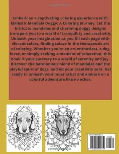 Vista 2 de Majestic Mandala Doggy A Coloring Journey (Majestic Mandala Creatures A Coloring Journey)