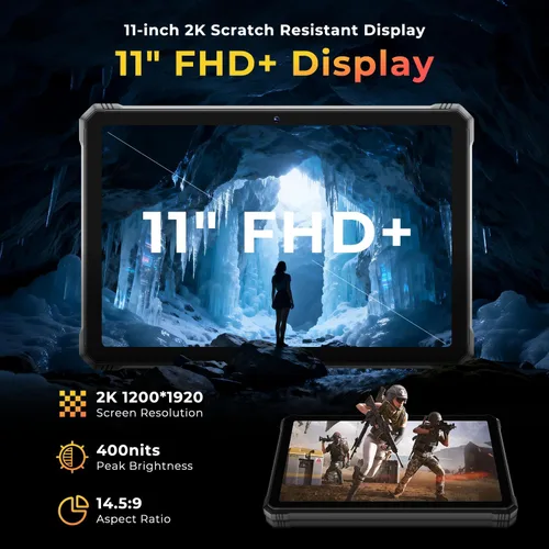Vista 4 de HOTWAV R9 Plus Tablet Resistente 11 Pulgadas Android 14, Tablet Impermeable 20080mAh, 2K 24GB+512GB/2TB TF Tablets de Trabajo, 64MP+16MP Octa-Core