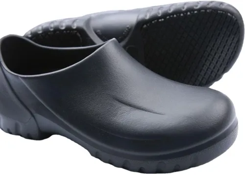 Vista 4 de Zapatos de chef para hombre, zuecos de enfermería, antideslizantes, zapatos de trabajo unisex, impermeables, resistentes al aceite, zuecos
