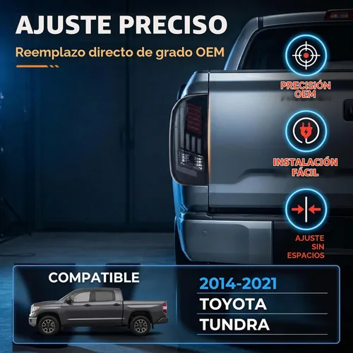 Vista 9 de Luces traseras LED para Toyota Tundra 2014-2021 con señal de giro Lente ahumada con carcasa negra