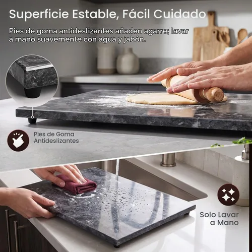 Vista 7 de Flexzion Tabla de cortar de mármol para cocina, losa de piedra de 11.4 x Negro