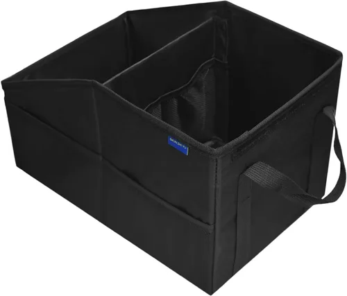 Vista 3 de Organizador de asiento de coche, asiento de pasajero, negro Plegable, pequeño almacenamiento, con tapa