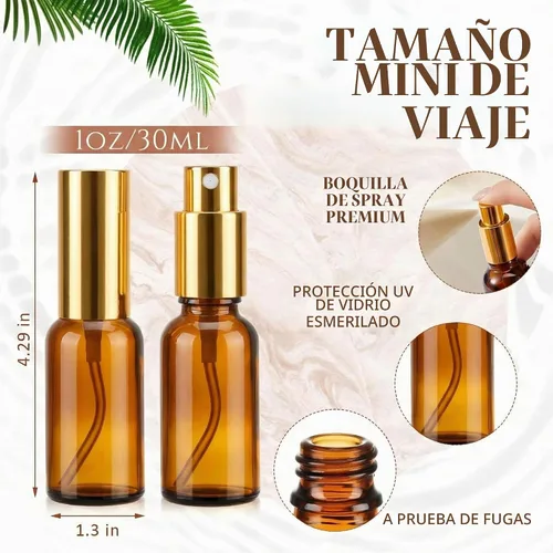 Vista 2 de Roshtia - 30 botellas pulverizadoras de vidrio, 1 oz, ámbar