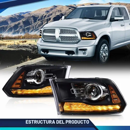 Vista 3 de PIT66 Conjunto de faros delanteros LED, compatible con Dodge Ram 1500 2500 3500 2013 2014 2015 2016 2017 2018, lente transparente, carcasa negra