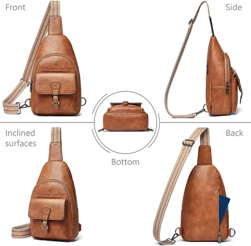 Vista 7 de Mroede Crossbody Bags for Women Men Sling Bag 5 Pockets Fanny Pack Sling Backpack Chest Daypack Travel Purse Anti Theft