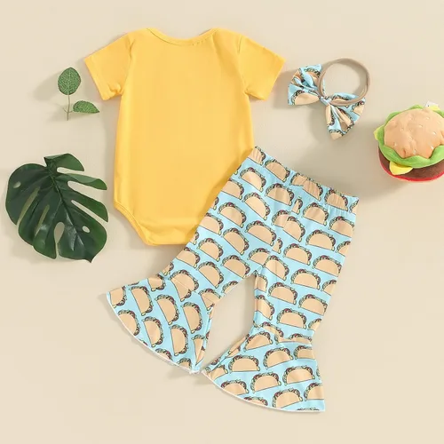 Vista 116 de Sejardin Ropa de verano para bebé y niña, recién nacida, manga corta, con letras, mameluco elástico con diadema