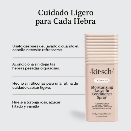 Vista 5 de Kitsch Spray acondicionador sin enjuague de leche de argán - 6.8oz