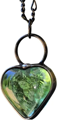 Vista 17 de Handmade Glass Chunky Heart Necklace