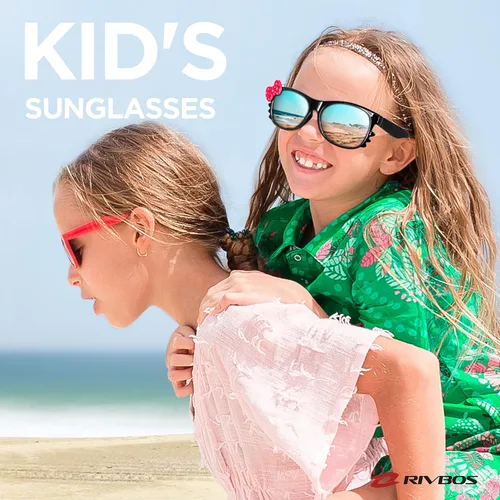 Vista 2 de RIVBOS RBK002 - Lentes de sol para niños y niñas, con correa polarizada, protección UV, flexible, de goma