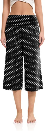 Vista 5 de JZC Women's Pajama Bottoms High Waisted Capri Pants Wide Leg Yoga Pants with Pockets Palazzo Pants for Women