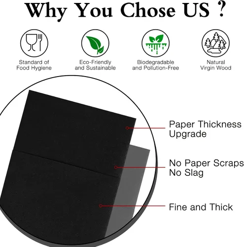 Vista 4 de Servilletas negras desechables con sensación de lino con bolsillo integrado para cubiertos, preplegadas para cuchillos y tenedores, servilletas
